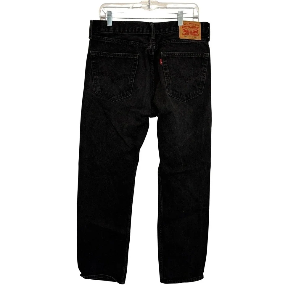 Levis 505 Regular Fit Black Denim Jeans Mens 34x29 Straight Leg Work School